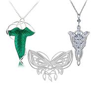 HJYZY 3 Stück Arvvens Abendstern Elfengrüne Lorien-Brosche / Halskette Schmetterling Brosche