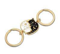 HJZHII 2 Stück Katzen Pärchen Schlüsselanhänger Partner,Partner Schlüsselanhänger Katze,Paar Schlüsselanhänger Paare Freundschaft Passende Geschenke Beste Freunde Jahrestag Geburtstag Jahrestag(Gold)