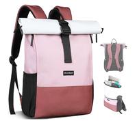 hk Rolltop Rucksack Damen Laptop Rucksack mit 17 Zoll Laptopfach Wasserdicht Großer Schulrucksack mit USB Ladeanschluss für Reisen Arbeit Uni
