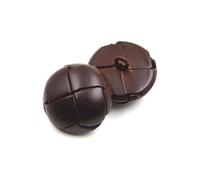 HKHKH Modische dekorative Metallknöpfe, 5 Stück, mit echtem Leder überzogene Knöpfe, 15 mm - 25 mm, braun-Schwarze Lederknöpfe for Mäntel, Jackenknöpfe(Brown,23mm)