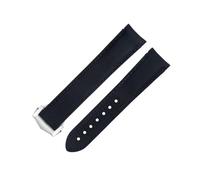 HKIDKK 20 mm Black Line Uhrenarmband aus hochdichtem Nylon-Rindsleder, für Omega AT150 Seamaster 300 Planet Ocean De Ville Speedmaster Uhrenarmband mit gebogenem Ende, 20 mm