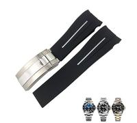 HKIDKK Ersatz-Uhrenarmband aus Silikonkautschuk, 21 mm, für Rolex Deepsea Sea-Dweller 126660, Blau/Schwarz, Tauchsportarmband, kostenloses Werkzeug, 20 mm, Azetat, Kein Edelstein