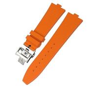 HKIDKK Konvexe Fluoro-Gummi-Uhrenarmbänder, 24 x 7 mm, passend für Vacheron Constantin Übersee, Schnellwechselgerät, blau, schwarz, orange, 7 mm