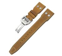 HKIDKK Nieten-Uhrenarmband aus echtem Leder, 20 mm, 21 mm, 22 mm, passend für IWC Big Pilot IW377714 Spitfire braunes Rindslederband, 22 mm