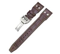 HKIDKK Nieten-Uhrenarmband aus echtem Leder, 20 mm, 21 mm, 22 mm, passend für IWC Big Pilot IW377714 Spitfire braunes Rindslederband, 21 mm