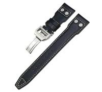 HKIDKK Nieten-Uhrenarmband aus echtem Leder, 20 mm, 21 mm, 22 mm, passend für IWC Big Pilot IW377714 Spitfire braunes Rindslederband, 20 mm