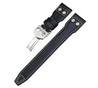 HKIDKK Nieten-Uhrenarmband aus echtem Leder, 20 mm, 21 mm, 22 mm, passend für IWC Big Pilot IW377714 Spitfire braunes Rindslederband, 20 mm