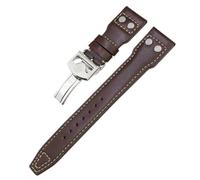 HKIDKK Nieten-Uhrenarmband aus echtem Leder, 20 mm, 21 mm, 22 mm, passend für IWC Big Pilot IW377714 Spitfire braunes Rindslederband, 20 mm