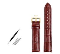 HKIDKK Uhrenarmband aus echtem Leder, gebogenes Ende, blaues Rindsleder, für VC-Uhrenarmband, 19 mm, 20 m, 21 mm, 22 mm, 20 mm, Azetat, Kein Edelstein