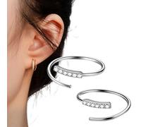 HKTS 925 Sterling Silber Twist Wrap Spiral Ohrringe für Frauen, minimalistische Double Twist Creolen, CZ Crawler Ohrringe Wrap Cuff Ohrringe für einzelnes Piercing (Silver)