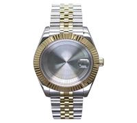 HKVTVCYPYA 36/40 mm Gold-Silber geriffeltes Uhrengehäuse, 28,5 mm Zifferblatt, Saphirglas, kompatibel mit Nh35/36 Miyota 8215(Solid Bottom 1-36mm NH35 NH36)