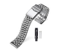 HKVTVCYPYA Gerades Ende/gebogenes Ende, massives 316L-Edelstahlarmband, 20 mm, 21 mm, 22 mm, 24 mm, Metall-Uhrenarmband, Schnellverschluss-Armband(Silver,21mm)