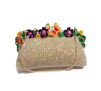 HKYBCF Strass Taschen Abendtasche for Damen mit Gänseblümchen- und Schmetterlingsmotiv, formelle Party-Clutch, elegante Clutch funkelnden Kristallen