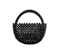 HKYBCF Strass Taschen Frauen Handarbeit Gewebt Handtasche Exquisite Hohl-out Perlen Tasche Weibliche Party Kleine(Black)
