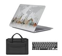 HLAAJJX Hartschale für MacBook Air 13 Zoll Hülle M5 M4 M3 M2 2026 2025 2024 2022 A3449 A3240 A3113 A2681,Air 13,6" Schutzhülle & Laptop Tasche & EU Tastaturschutz,Weltkarte