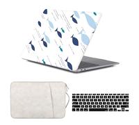 HLAAJJX Hartschale Hülle für MacBook Air 13 Zoll Case 2010-2017 Modell A1466 A1369,Ultradünne Schutzhülle & Laptop Tasche & EU Tastaturschutz Cover,Blau-Grüner Fisch