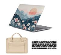 HLAAJJX Hülle für MacBook Pro 15 Zoll Case 2015-2012 Modell A1398 mit 15,3" Retina Display,Hartschale Schutzhülle Snap Cover & Laptop Tasche & EU Tastaturschutz,Gänseblümchen & Bergen