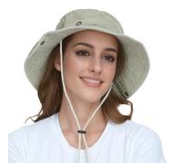 HLLMAN Herren-Sonnenhut mit breiter Krempe, LSF 50+, wasserdichter Fischerhut zum Angeln, Wandern, Camping, atmungsaktives Nylon und Netzstoff, W808 (Kahki), Einheitsgröße