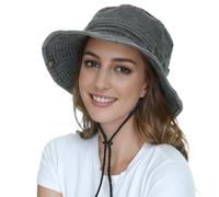 HLLMAN Herren-Sonnenhut mit breiter Krempe, LSF 50+, wasserdichter Fischerhut zum Angeln, Wandern, Camping, atmungsaktives Nylon und Netzstoff, W808 (Grau), Einheitsgröße