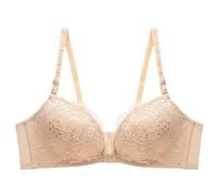 HLYLDL Damen BH mit Frontverschluss Wireless Plus Size Spitzen-BH mit Blumenmuster für jeden Tag