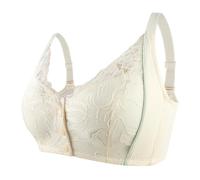 HLYLDL Damen Frontöffnung Plus Size Spitzen-BH, Raffungs-BH, Dünne Körbchen Wireless BH Everyday Schlaf BHS