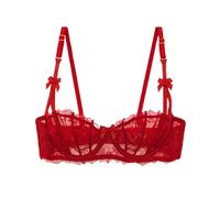 HLYLDL Damen Plus Size Balconette Bralette BH aus Spitze Push Up Bügel Durchsichtige Halbschalen-BHS