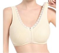 HLYLDL Damen Spitzen-BH mit Reißverschluss vorne Volle Abdeckung Wirefree Plus Size Komfort BH für jeden Tag