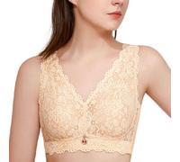 HLYLDL Plus Size Spitzen-Bralette für Frauen, ungefütterter und kabelloser BH, Perfekter durchsichtiger Spitzen-BH jeden Tag