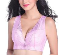 HLYLDL Push-up-BHS für Frauen Floral Lace Soft Cup Everyday BraWireless Plus Size Lifting Lace BH für schwere Brüste