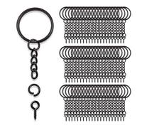 HMCEY 100 Stück Schlüsselringe mit Kette 25 MM Schwarz,Ringe Schlüsselanhänger Ketten,Keychain Rings,SchlüsselanhäNger Zum Basteln,Schlüsselring Metall,Schlüssel Selber Machen für Handwerk DIY