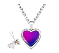 HMCEY Stimmungskette Mädchen,Gefühlskette Herz Damen,Medaillon Kette Mit Foto,Halskette Mit Farbwechsel,Freundschaftskette Kinder,Herz Kette Zum öffnen,Temperatur Halskette Edelstahl für Geschenk