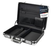 HMF Alu Aktenkoffer für Laptop bis 17,3 Zoll, Businesskoffer Herren mit Zahlenschloss, gepolstertem Laptopfach und Organizer im Deckel | 45 x 33 x 11 cm | Schwarz