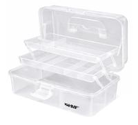 HMF Nähkasten aufklappbar mit 3 Ebenen, Sortierbox für Kleinteile, 36,5 x 20,5 x 16 cm, Transparent - transparent Kunststoff STK901-01