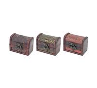 HMF Schmuckkästchen aus Holz, kleine Schatztruhe zur Schmuckaufbewahrung oder als Ringbox zur Verlobung oder Hochzeit, 3er Set, 8 x 5 x 6 cm - braun Massivholz 6415-108