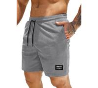 HMIYA Corduroy Shorts Herren Kurze Hosen Sommer Bermuda Freizeitshorts Baumwolle Elastische Taille mit Taschen(Zementgrau,EU-XXL)
