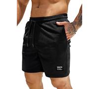 HMIYA Corduroy Shorts Herren Kurze Hosen Sommer Bermuda Freizeitshorts Baumwolle Elastische Taille mit Taschen(Schwarz,EU-L)
