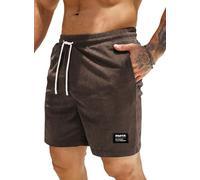 HMIYA Corduroy Shorts Herren Kurze Hosen Sommer Bermuda Freizeitshorts Baumwolle Elastische Taille mit Taschen(Dunkelbraun,EU-L)