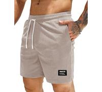 HMIYA Corduroy Shorts Herren Kurze Hosen Sommer Bermuda Freizeitshorts Baumwolle Elastische Taille mit Taschen(Hellbeige,EU-XL)