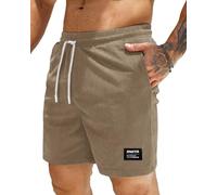 HMIYA Corduroy Shorts Herren Kurze Hosen Sommer Bermuda Freizeitshorts Baumwolle Elastische Taille mit Taschen(Hellkhaki,EU-XL)
