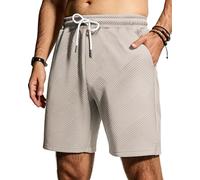 HMIYA Herren Textur Kurze Hosen 2026 Sommer Shorts Freizeitshorts Elastische Taille mit Taschen(Beige,EU-3XL)