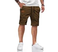 HMIYA Kurze Hosen Herren Baumwolle Chino Shorts Sommer Freizeitshorts Elastische Taille mit Taschen(Dunkelbraun,EU-S)