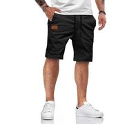 HMIYA Kurze Hosen Herren Baumwolle Chino Shorts Sommer Freizeitshorts Elastische Taille mit Taschen(Schwarz,EU-5XL)