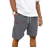 HMIYA Kurze Hosen Herren Baumwolle Sommer Shorts Herren Bermuda Freizeitshorts Elastische Taille mit Taschen(Wolfsgrau,EU-L)