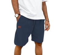 HMIYA Kurze Hosen Herren Baumwolle Sommer Shorts Herren Bermuda Freizeitshorts Elastische Taille mit Taschen(Marineblau,EU-XXL)