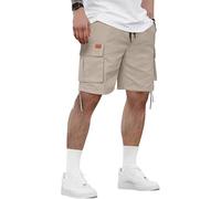 HMIYA Kurze Hosen Herren Cargo Shorts Sommer Freizeithose Baumwolle Cargohose Herren Kurz mit 6 Taschen(Beige,EU-M)