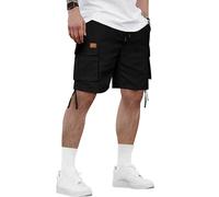 HMIYA Kurze Hosen Herren Cargo Shorts Sommer Freizeithose Baumwolle Cargohose Herren Kurz mit 6 Taschen(Schwarz,EU-4XL)
