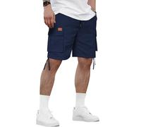 HMIYA Kurze Hosen Herren Cargo Shorts Sommer Freizeithose Baumwolle Cargohose Herren Kurz mit 6 Taschen(Marineblau,EU-XL)