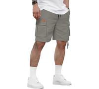 HMIYA Kurze Hosen Herren Cargo Shorts Sommer Freizeithose Baumwolle Cargohose Herren Kurz mit 6 Taschen(Graugrün,EU-XXL)