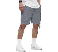 HMIYA Kurze Hosen Herren Cargo Shorts Sommer Freizeithose Baumwolle Cargohose Herren Kurz mit 6 Taschen(Hellgrau,EU-XL)