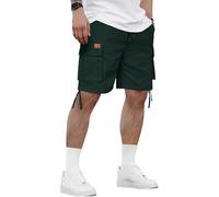 HMIYA Kurze Hosen Herren Cargo Shorts Sommer Freizeithose Baumwolle Cargohose Herren Kurz mit 6 Taschen(Dunkelgrün,EU-XL)